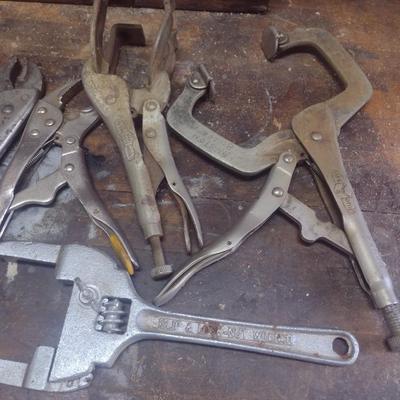 Assortment of Vise Grips and Clamps