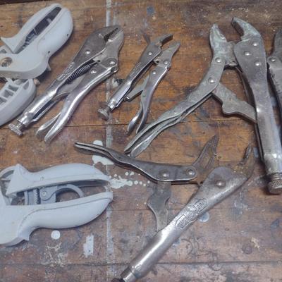 Assortment of Vise Grips and Clamps