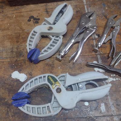 Assortment of Vise Grips and Clamps