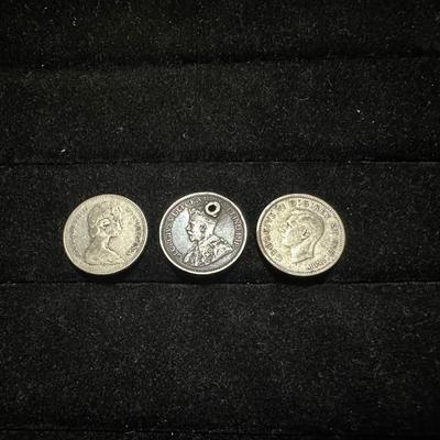 3 SILVER FOREIGN COINS