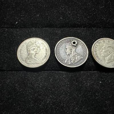 3 SILVER FOREIGN COINS