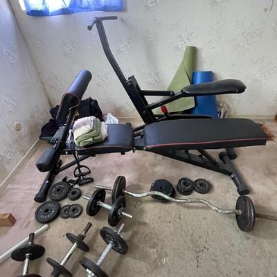 FITNESS EQUIPMENT BENCH AND WEIGHT SET
