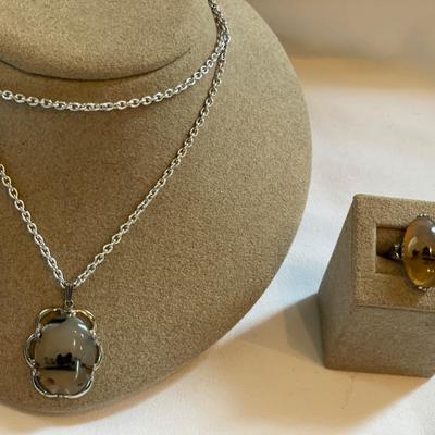 Agate necklace and ring