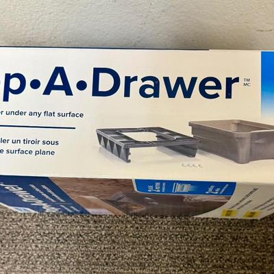 Sale Photo Thumbnail #518: Heavy-duty plastic drawer and mounting slide bracket.  New in original box. 13.5"D x 10.25"W x 4.5"H