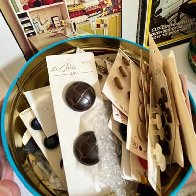 Lot 189 Buttons & sewing books