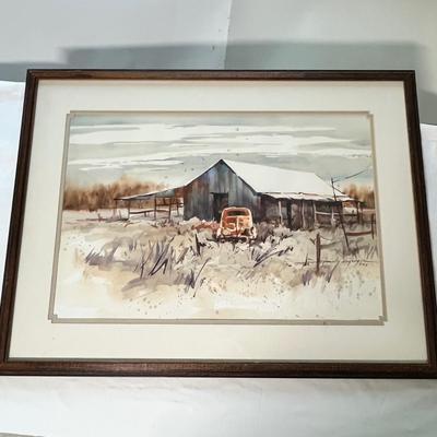Lot 207 Old barn scene