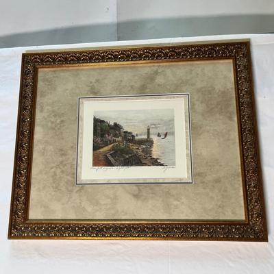 Lot 208 Small seaside print in big frame