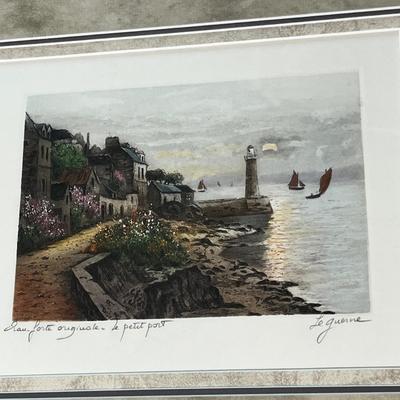 Lot 208 Small seaside print in big frame