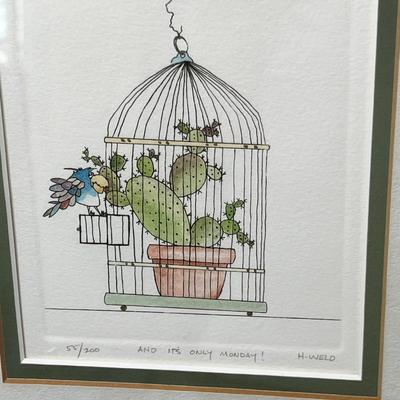 Lot 213 Bird with cactus in his house