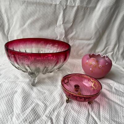 Lot 5 Antique cranberry glass
