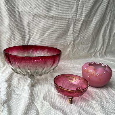 Lot 5 Antique cranberry glass