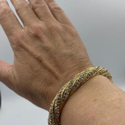 Swarovski Crystal Hinged Bangle Bracelet
