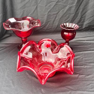Lot 10 Ruby glass lot