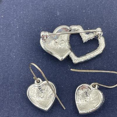 Swarovski Crystal Heart Necklace, Earrings and Pin