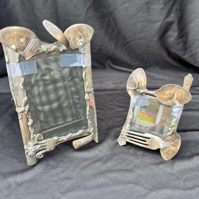 Sale Photo Thumbnail #199: These are pretty neat.  Old silver plate flatware made into frames.