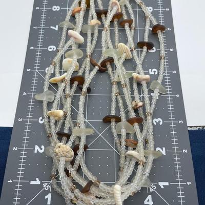 Frosted Glass and Shell Necklace with Sterling Silver