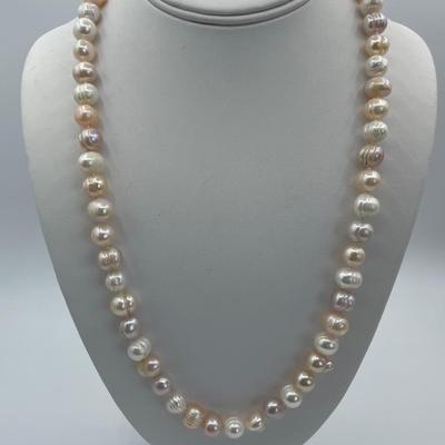 Pearl Necklace with Sterling Silver Clasp