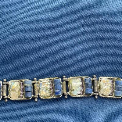 ASCOPA Sterling Silver Bracelet with Ancient Roman Glass
