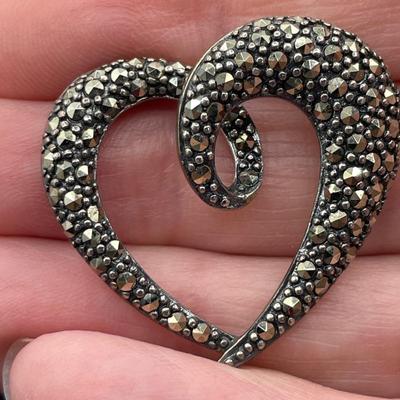 Sterling Silver and Marcasite Heart Pendant