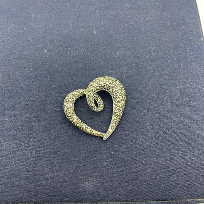 Sterling Silver and Marcasite Heart Pendant