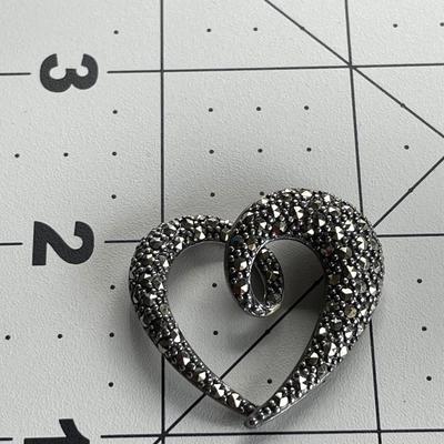 Sterling Silver and Marcasite Heart Pendant