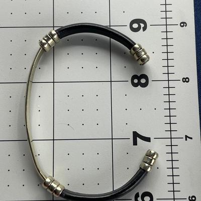Men’s Leather and Metal Cuff Bracelet