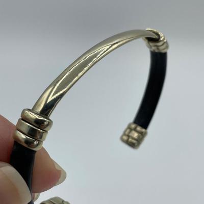 Men’s Leather and Metal Cuff Bracelet
