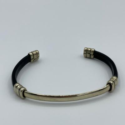 Men’s Leather and Metal Cuff Bracelet