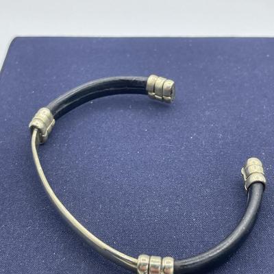 Men’s Leather and Metal Cuff Bracelet