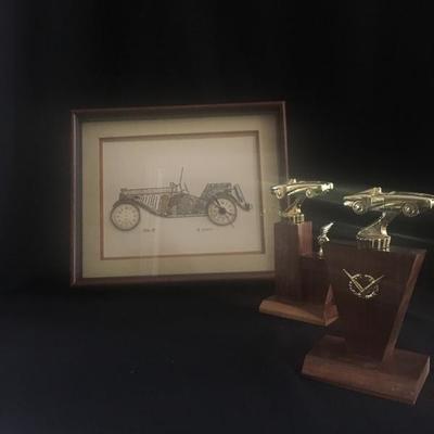 Lot 56 - Car Trophies and Clock Picture