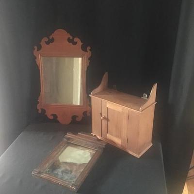 Lot 74 - Antique Wall Cabinet, Chippendale Mirror and Hired Man's Mirror