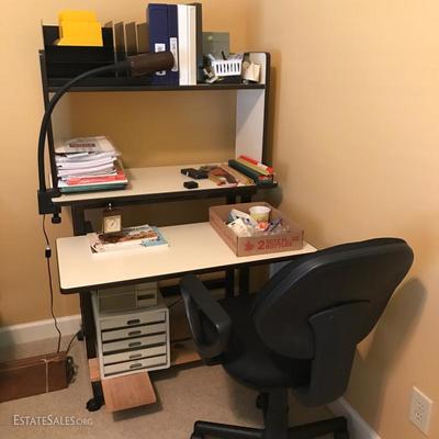 Lot 112 - Office Desk, Chair and Supplies 