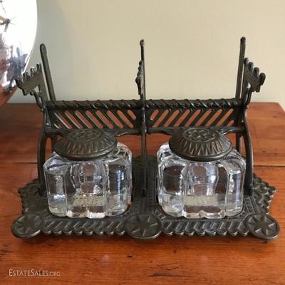 Lot 44 - Inkwell and Wall Lamp with Diffusers/Reflectors