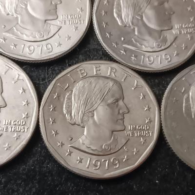 TWO 1979-P, ONE 1979-S, SIX 1979-D SUSAN B ANTHONY DOLLARS