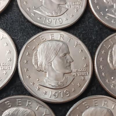 TWO 1979-P, ONE 1979-S, SIX 1979-D SUSAN B ANTHONY DOLLARS