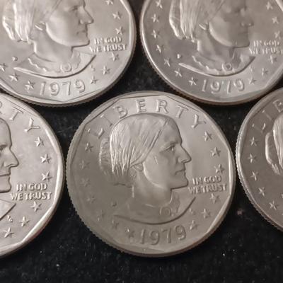 TWO 1979-P, ONE 1979-S, SIX 1979-D SUSAN B ANTHONY DOLLARS