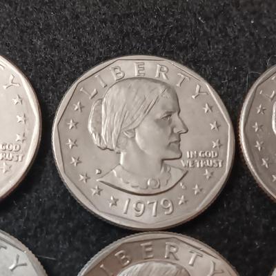 TWO 1979-P, ONE 1979-S, SIX 1979-D SUSAN B ANTHONY DOLLARS