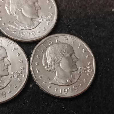 TWO 1979-P, ONE 1979-S, SIX 1979-D SUSAN B ANTHONY DOLLARS