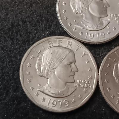 TWO 1979-P, ONE 1979-S, SIX 1979-D SUSAN B ANTHONY DOLLARS