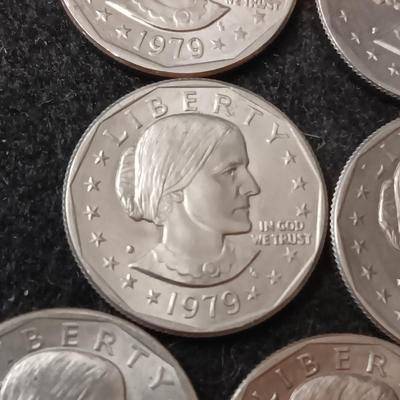TWO 1979-P, ONE 1979-S, SIX 1979-D SUSAN B ANTHONY DOLLARS