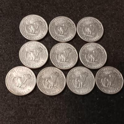 TWO 1979-P, ONE 1979-S, SIX 1979-D SUSAN B ANTHONY DOLLARS
