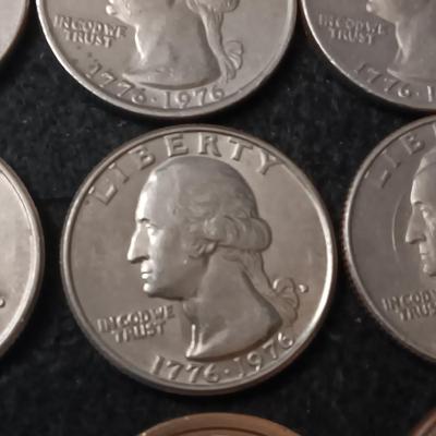 VARIOUS QUARTERS AND 1 SACAGAWEA DOLLAR