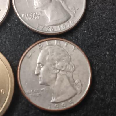 VARIOUS QUARTERS AND 1 SACAGAWEA DOLLAR
