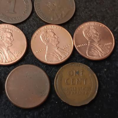 VARIOUS COINS WITH MISPRINT ON WHEAT PENNY THAT'S BLANK ON OBVERSE