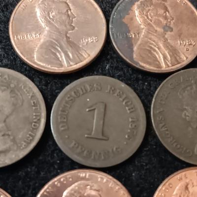 VARIOUS COINS WITH MISPRINT ON WHEAT PENNY THAT'S BLANK ON OBVERSE