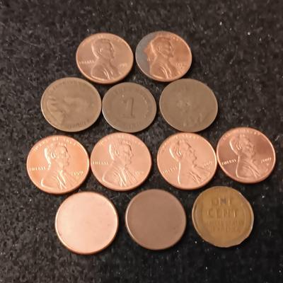VARIOUS COINS WITH MISPRINT ON WHEAT PENNY THAT'S BLANK ON OBVERSE