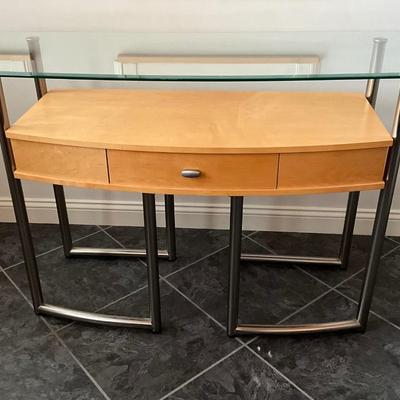 80’s Retro Glass Top Console/Entryway Table