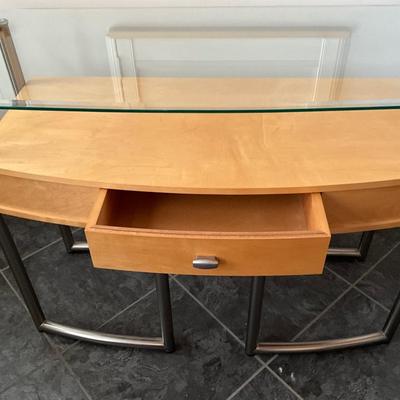 80’s Retro Glass Top Console/Entryway Table