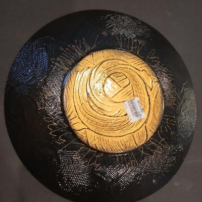 Signed Decorative Plate & Mosaic Candle Holder Set