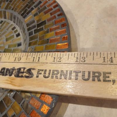 Signed Decorative Plate & Mosaic Candle Holder Set